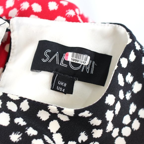 SALONI Agnes Multicolor Silk Crepe Dress 4 Tiered Ruffle Sleeveless Midi Small - Picture 8 of 9